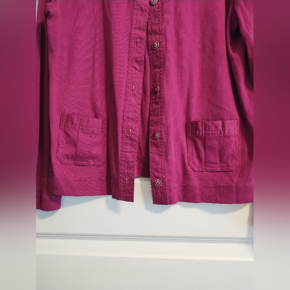 Chaps Women's Raspberry Button-Front Cardigan Sweater - Picture 5 of 11